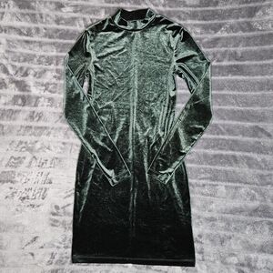 H&M Dark Green Velour Bodycon Dress